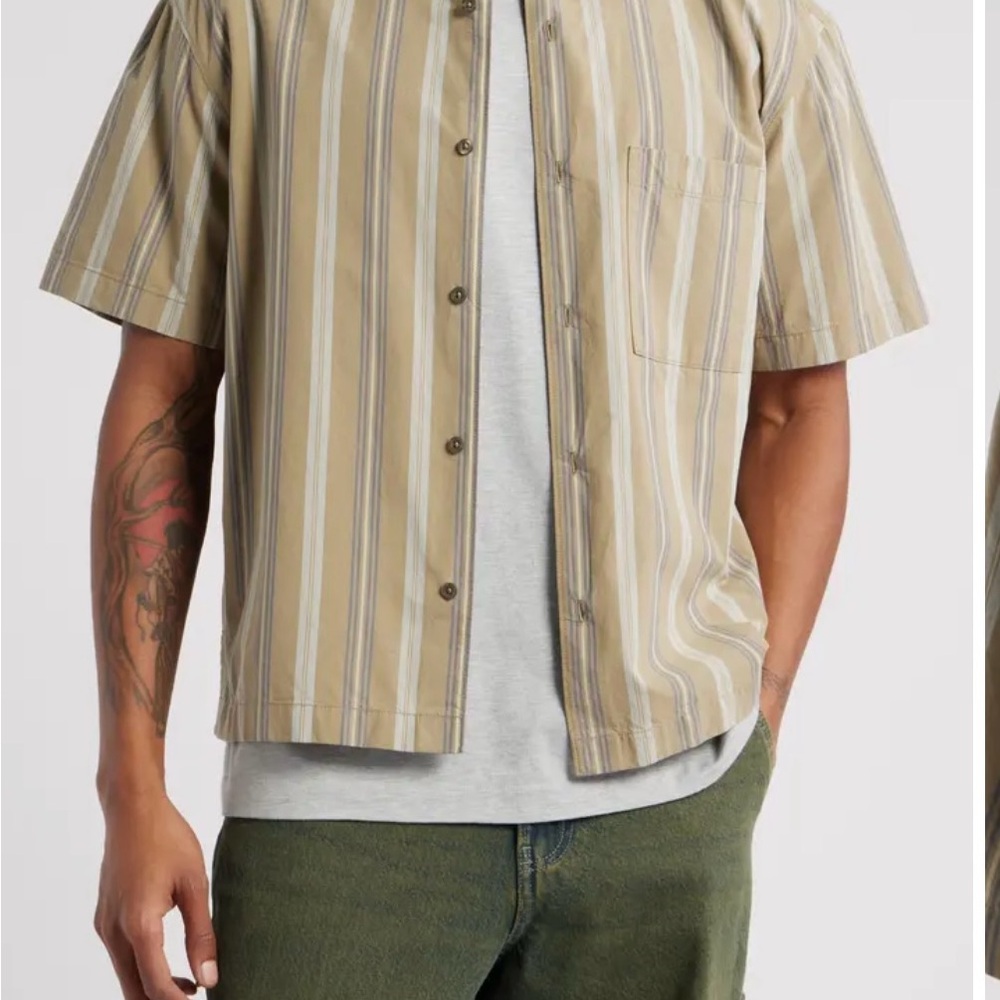 BP. Boxy Camp Short Sleeve Button-Up Cotton Shirt